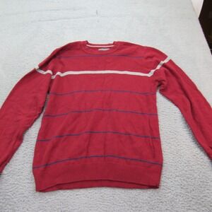 Saddlebred Mens Red Striped Crew Neck Cotton Sweater‎ - Size M